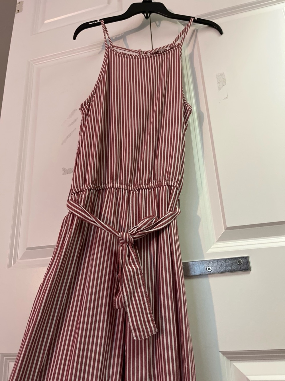 abercrombie kids Pink & White Vertical Stripe Jumpsuit